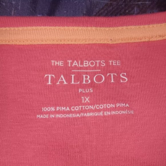 The Talbots Tee Womes Pink V Neck Plus 1X 100% Pima Cotton Short Sleeve D3 - Picture 5 of 6